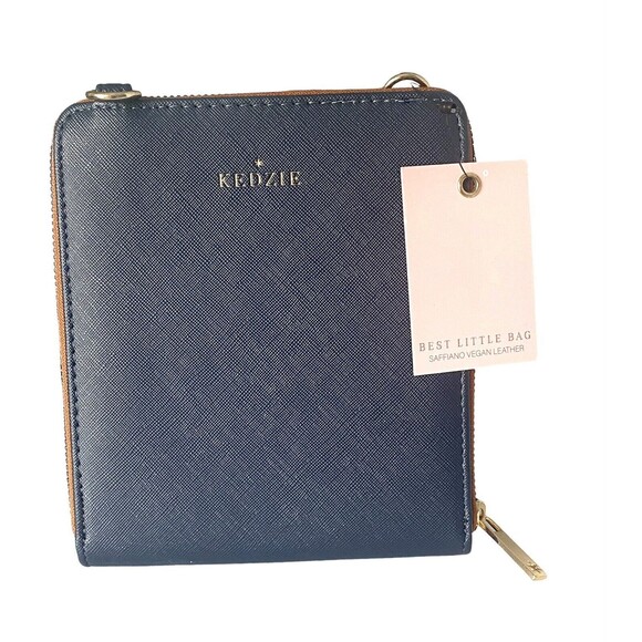 KEDZIE Soft Vegan Leather Crossbody Bag Detachable Shoulder Strap Blue NEW W/Tag - Picture 12 of 14